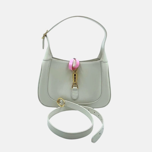 Gucci Jackie 1961 White Leather Bag with Adjustable Strap Size Small-Luxbags