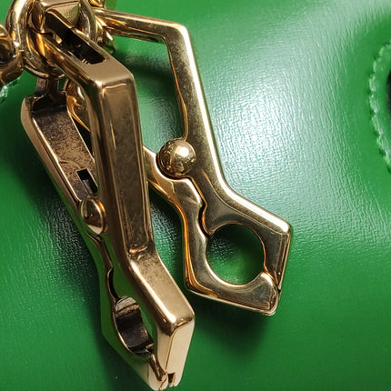 Gucci Bamboo 1947 Top Handle Bag Small Green Box Leather Canvas Strap