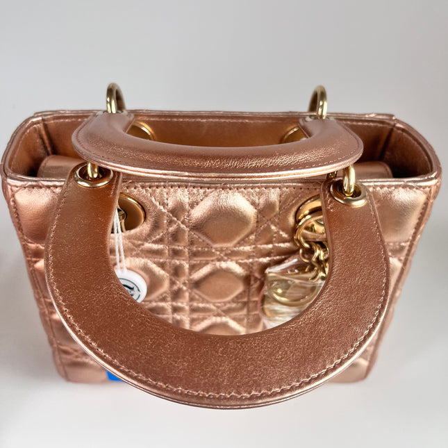 Lady Dior ABCdior Small Pink Irediscent and Metallic Cannage Lambskin Handbag