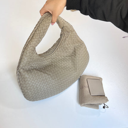 Bottega Veneta Hobo Bag Lambskin leather Light Grey Large 47cm