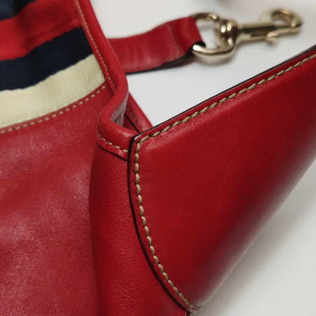 Gucci Jackie Vintage Bouvier Hobo Red Leather with Web Accent