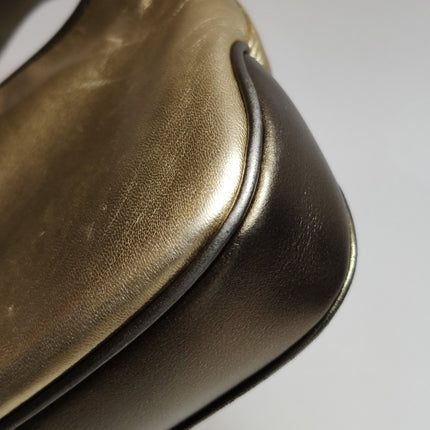 Sold Gucci Jackie Vintage Mini Gold Lambskin Leather Brown Calfskin Leather