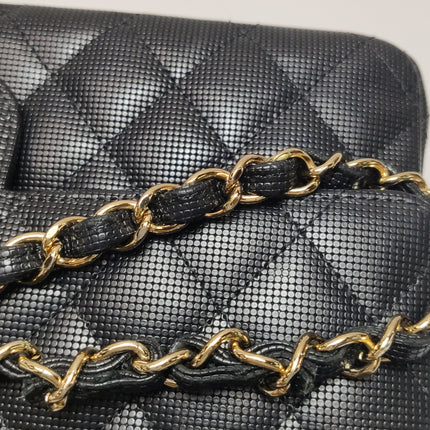 Chanel Classic Flap Medium 2016 Black Pixel Effect Calfskin Leather Gold Hardware
