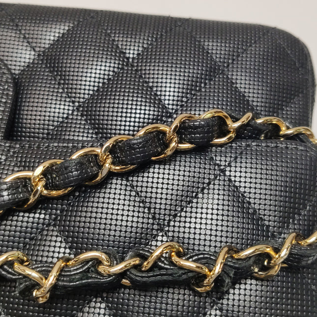 Chanel Classic Flap Medium 2016 Black Pixel Effect Calfskin Leather Gold Hardware
