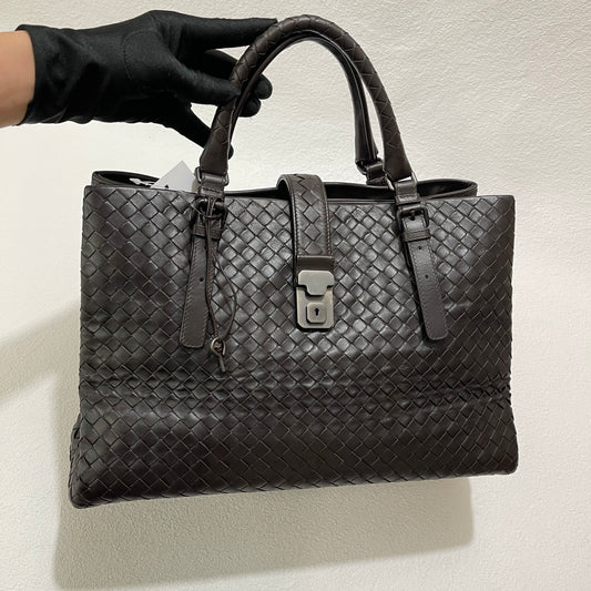 Bottega Veneta Roma Handbag Bag Intrecciato Nappa Leather Chocolate Brown Large 35cm-Luxbags