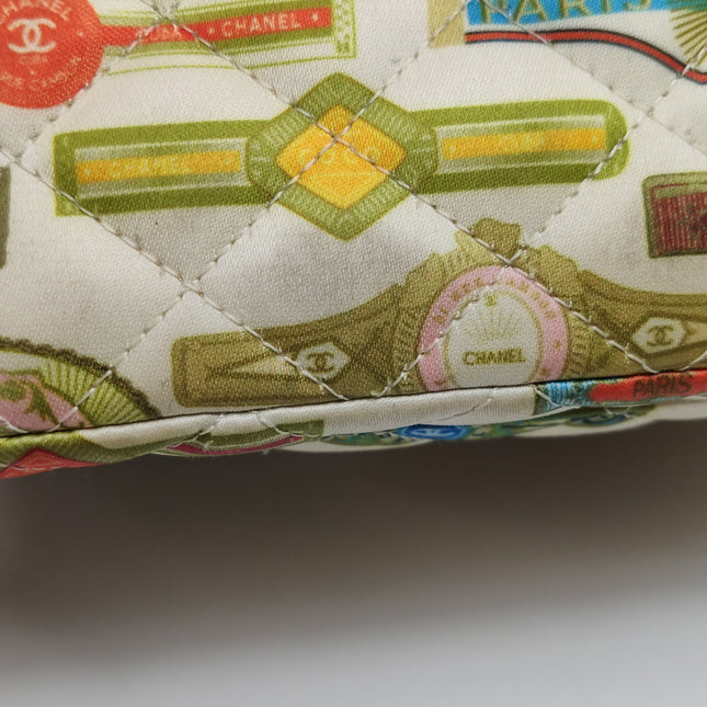 Chanel Classic Flap Mini Satin Paris Cuba Cigar Label Print Beige Multicolor, 2017
