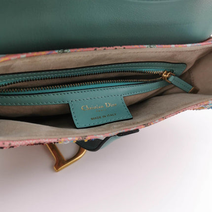 Sold Christian Dior Saddle Medium Multicolor Beads and Calfskin Leather Shoulder Bag