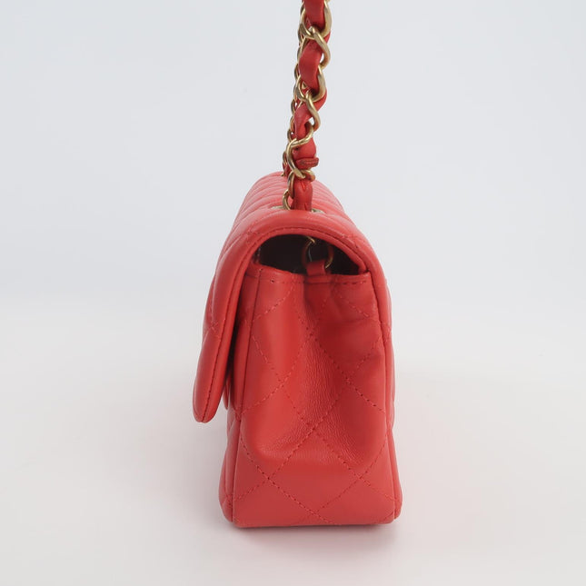 Chanel Classic Flap Mini 2019 Red Lambskin Leather Gold Hardware
