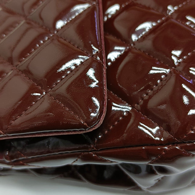 Chanel Classic Flap Medium Burgundy Patent Leather Silver Hardware