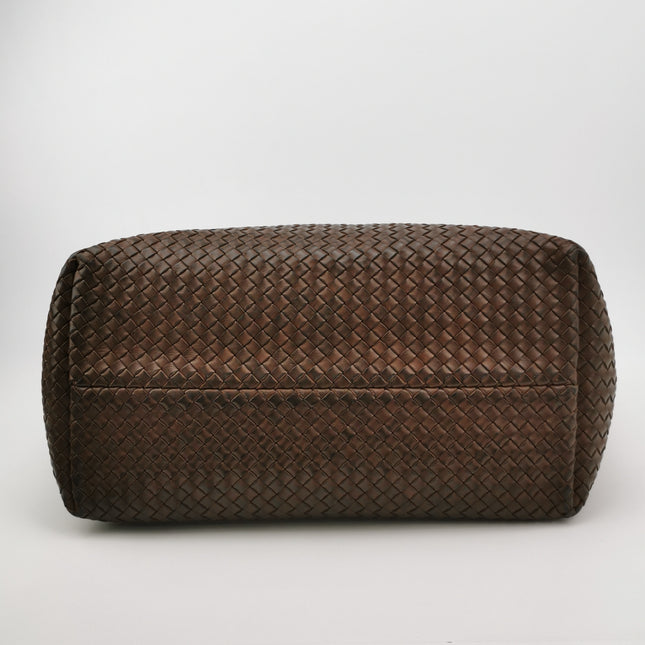 Bottega Veneta Cabat Tote Intreccio Leather Dark Chocolate Brown 44cm