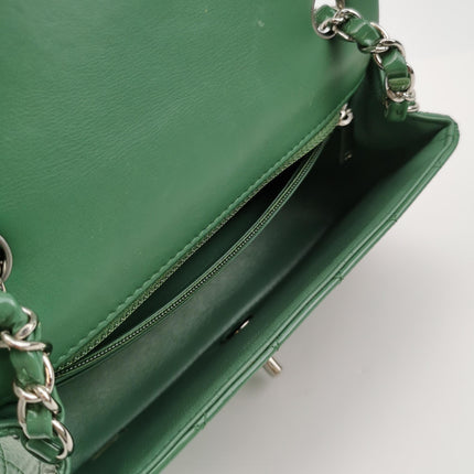 Chanel Classic Flap Rectangular Mini Green Patent Leather Silver Hardware 2016-2017