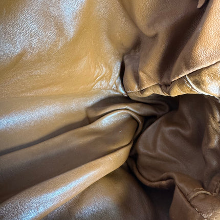 Prada Large Brown Washed Top Handle Bauletto Bag Calfksin Leather