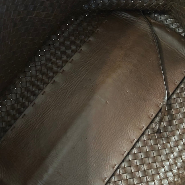Sold Bottega Veneta Cabat Large Intreccio Leather Tote Bag Dark Chocolate Brown