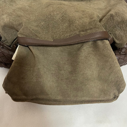 Bottega Veneta Veneta Hobo Intrecciato Chocolate Brown Medium Lambskin Leather 47cm