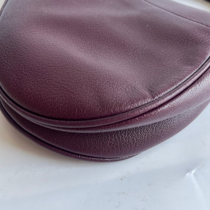 Dior Saddle Vintage Burgundy Purple Wine Calfskin Leather Gold Hardware Shoulder Bag