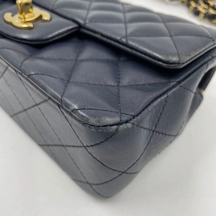 Chanel Classic Flap Rectangular Mini 2015 Navy Lambskin Gold Hardware