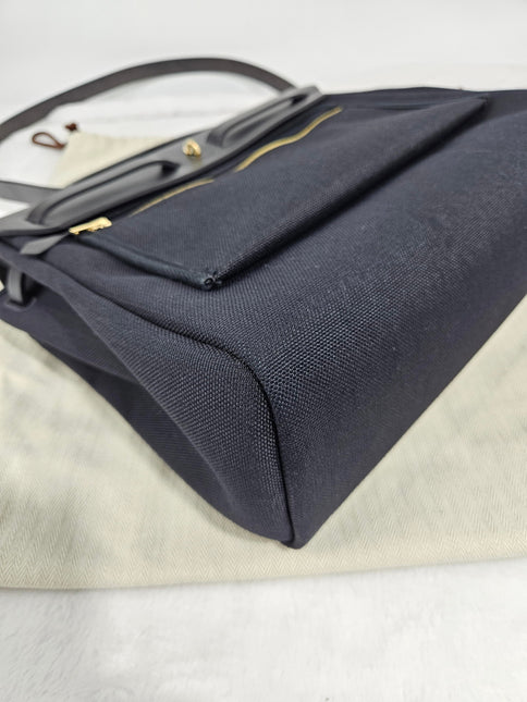 Hermes Herbag 31 Black Canvas Gold Hardware Crossbody Bag