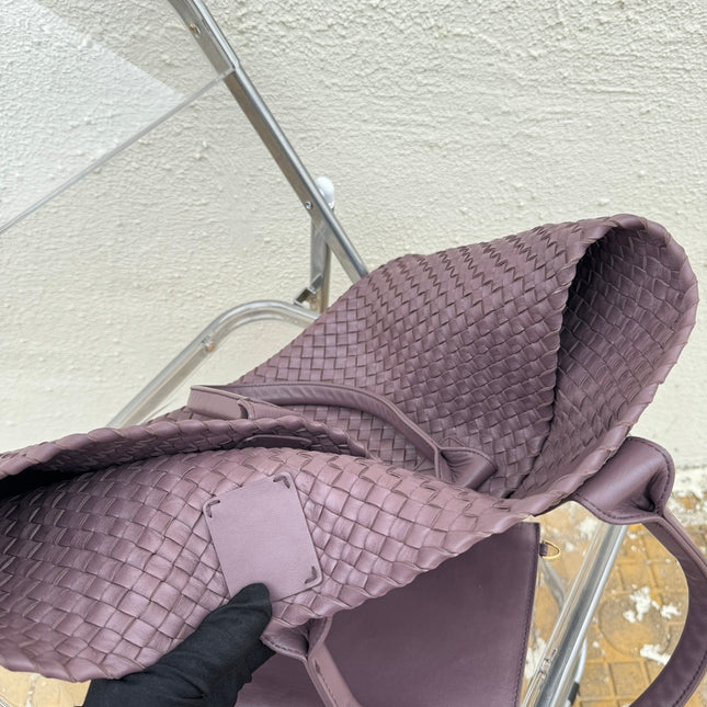 Sold Bottega Veneta Cabat Large Intreccio Leather Tote Bag Dark Lavender Purple 40-43cm