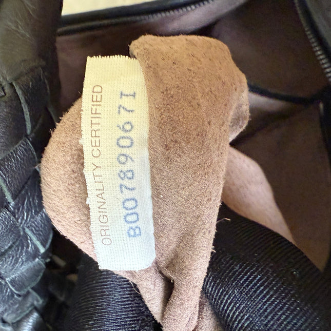 Bottega Veneta Veneta Intrecciato Hobo Bag Medium Black Leather 47cm