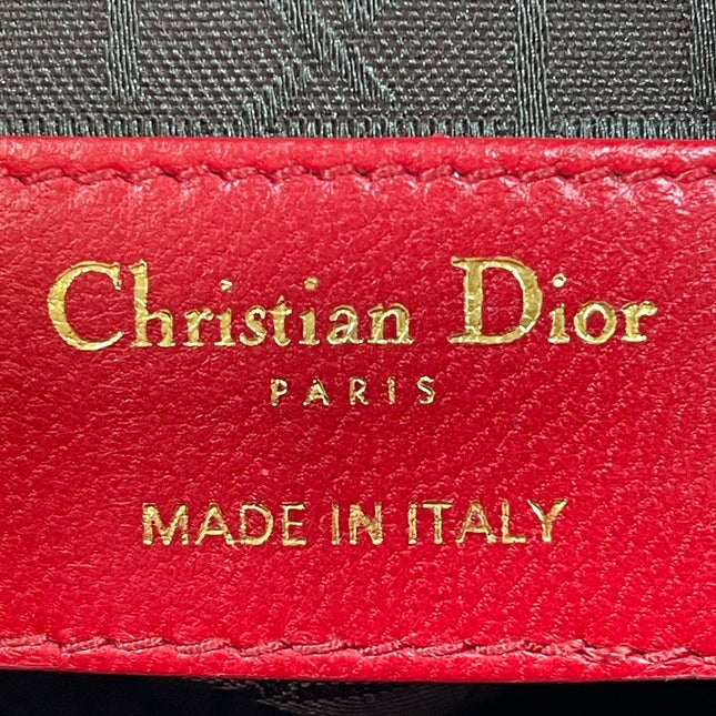 Sold Lady Dior Red Mini handbag Cannage Leather with strap