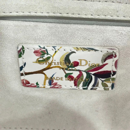 Lady D-Joy Medium Bird and Flower Embroidery Calfskin Leather