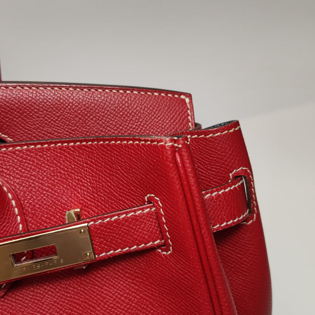 Hermes Birkin 30 Epsom Leather Red Rouge Casaque Gold Hardware 2012
