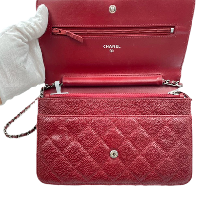 Sold Chanel Wallet on Chain Boy Half Flap Red Caviar Leather