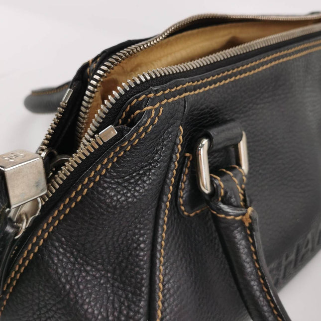 Sold CHANEL Calfskin Leather Tassel Medium Black Bowler bag