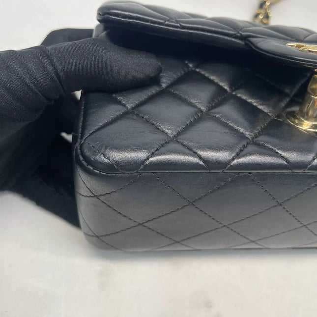 Chanel Classic Flap Mini 2016 Black Lambskin Leather Gold Hardware