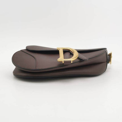 Sold Dior Saddle Medium 2018 Burgundy Brown Grained Leather Handbag