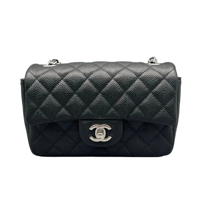 Chanel Classic Flap Mini Black Caviar Silver Hardware 2017-18-Luxbags