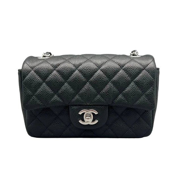 Chanel Classic Flap Mini Black Caviar Silver Hardware 2017-18-Luxbags