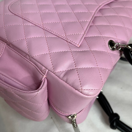 Chanel Cambon Large Pink Calfskin Leather Double Strap Handbag