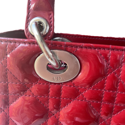 Sold Lady Dior Medium Bag Red Patent Leather SKU 0194