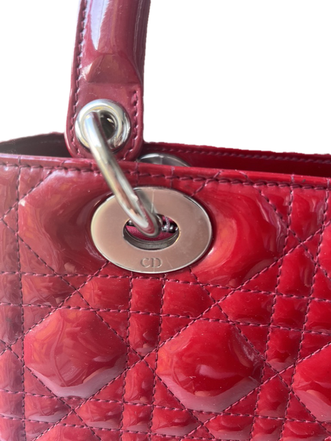 Sold Lady Dior Medium Bag Red Patent Leather SKU 0194