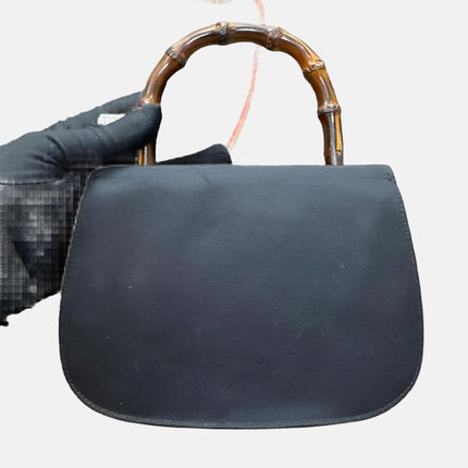 Gucci Bamboo 1947 Night Super Mini Black Nylon Evening Bag with Original Chain