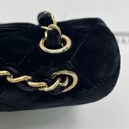 Chanel Classic Flap Medium Black Velvet Gold Hardware, 2014-2015