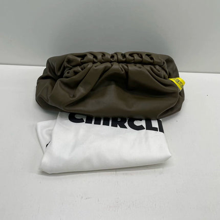 Bottega Veneta Pouch Calfskin Leather Dark Green Large