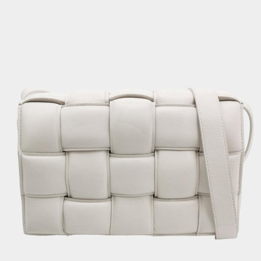 Bottega Veneta Padded Cassette White Leather Crossbody Bag-Luxbags