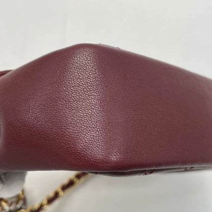 Chanel Flap Bag Mini Burgundy Lambskin Leather Gold & Silver Hardware 2019