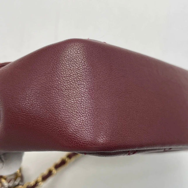 Chanel Flap Bag Mini Burgundy Lambskin Leather Gold & Silver Hardware 2019