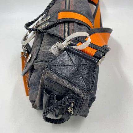 Dior Flight Medium Black Oblique Monogram Orange Strap Shoulder Bag