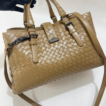 Bottega Veneta Roma Intrecciato Nappa Leather Beige Light Brown Small 30cm-Luxbags