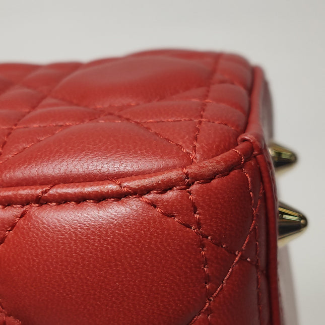 Lady Dior Small My Abcdior Red Lambskin Cannage Leather Gold Hardware