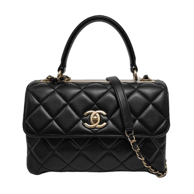 Chanel Trendy CC Small Black Lambskin Leather Gold Hardware-Luxbags