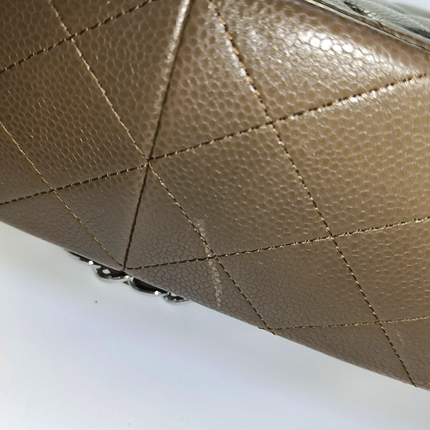 Chanel Classic Flap Jumbo 2012 Coffee Brown Caviar Leather Double Flap Silver Hardware