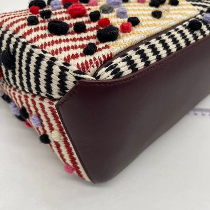 Loewe x Albers Puzzle Small Multicolor Woven Wool and Leather with Pompoms Crossbody Bag