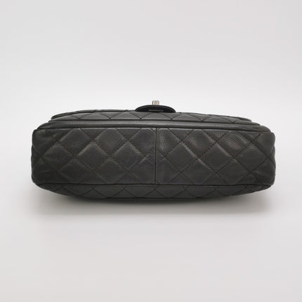 Chanel Now and Forever Large Jumbo Flap Bag Black Lambskin Silver Hardware