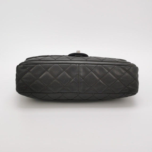 Chanel Now and Forever Large Jumbo Flap Bag Black Lambskin Silver Hardware