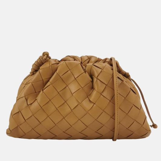 Bottega Veneta Pouch Mini Intrecciato Camel Lambskin Leather Crossbody Bag-Luxbags